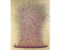 KARE Design Bild Touched Flower Boat, XXL Leinwandbilder auf Keilrahmen, Wanddekoration mit Boot und Blumen, Gold-Rosa (HxB) 160x120cm