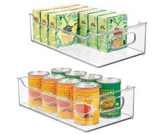 mDesign 2er-Set Aufbewahrungsbox für die Küche – stapelbare Kühlschrankkorb aus Kunststoff – Kühlschrankbox für Milchprodukte, Obst und andere Lebensmittel – durchsichtig
