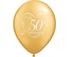 La Luftballons 94.449,9 cm Happy 50th Anniversary HerzQualatex Latex Luftballons (50 Pack), 27,9 cm Gold