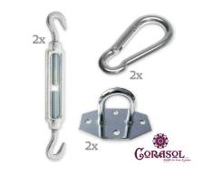 Corasol 19SET3 Montageset Nr. 3 für viereckige Sonnensegel, verzinkter Stahl, verzinkt, 6-teilig (1 Set)