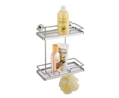 Wenko 17831100 Power-Loc Wandregal Sion mit 2 Ablagen - Befestigen ohne bohren, Stahl, 26 x 31.5 x 13.5 cm, Chrom
