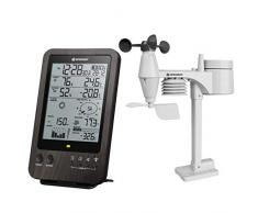 Bresser Wetterstation Funk mit Außensensor Wetter Center 5-in-1 WTW mit 5,5 Zoll Display, Temperatur, Luftfeuchtigkeit, Luftdruck, Windgeschwindigkeit, Windrichtung und Regenmesser, Holzoptik