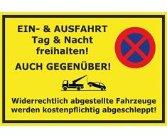 Schatzmix EIN und Ausfahrt freihalten! Gelbe Warnschild Metal Sign deko Sign Garten Blech