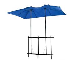 Siena Garden Balkonschirm Twinsoll, L 220 x B 150cm, Gestell: Stahl, pulverbeschichtet in anthrazit, Bezug: Polyester, 180g/m² in blau, Lichtschutzfaktor: UPF 50+