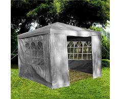 Gr8 Garden 70746-GREY GR8 Gartenpavillon mit Seitenwänden, wasserdicht, für Strand, Party, Festival, Camping, Zelt, für Hochzeit, Festzelt, Sonnenschutz, 3 x 3 x 2,45 m, Grau