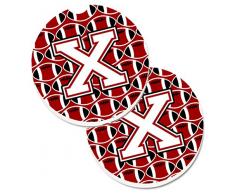 Caroline s Treasures Buchstabe X Fußball Kardinal & Weiß Set von 2 Tasse Halterung Auto Untersetzer cj1082-xcarc, 2,56, multicolor