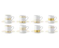 LSA 5012548625978 Deko Espressotasse mit Untertasse 0,09 l Set mit 8 Stück, Porzellan, gold
