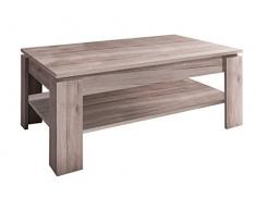 Trendteam Couchtisch Wohnzimmertisch Universal, 110 x 47 x 65 cm in Eiche San Remo Dunkel Dekor mit Ablageboden