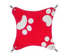 Hillento Katze Hängematten Bett Verwendung mit Käfig oder Stuhl, reversible 2 Seiten kleine Haustier Hängematte für Kätzchen, Frettchen, Hase, Ratte Hängematte komfortable Haustier hängenden Bett, weiche schläfrige Pad, rot