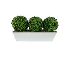 GreenBrokers Zuchtset Künstliche Buchsbaum Kugeln Window Box, dreifach, weiß, 54 x 16 x 23 cm