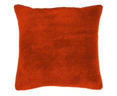 Douceur dIntÃ©rieur Calinou Kopfkissenbezug + FÃ¼llkissen, Flanell, Jacquard, Polyester, 40 x 40 cm, Polyester, Ziegelrot, 40 x 40 cm