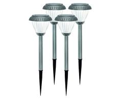 Duracell GL040SSP4DU Outdor Garten-Solarleuchte, LED Gartenleuchte, Metall gebürstet, 5 Lumen