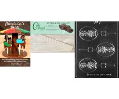 Cybrtrayd Oster-Korb auf ovalem Lolly, Schokoladenform, mit 25 Lollipop-Sticks und Chocolatiers Guide