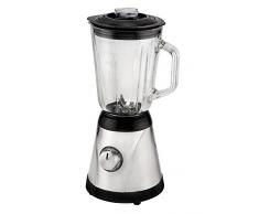 Team Kalorik Standmixer mit abnehmbarem 1,5 l Glaskrug, 6 Geschwindigkeitsstufen, 600 W, Silber/Schwarz, TKG BL 1002, Edelstahl, Glas, Kunststoff, 1.5 liters