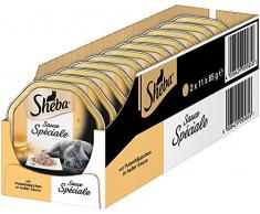 Sheba Sauce Spéciale – Edles Nassfutter mit Putenhäppchen in heller Sauce für ausgewachsene Katzen – 22 x 85g Katzennahrung in der Schale