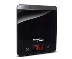 Green Blue GB171 Digitale Küchenwaage mit LED Display Digitalwaage Elektronische Waage bis 5kg min 1g Tara-Funktion (Schwarz)