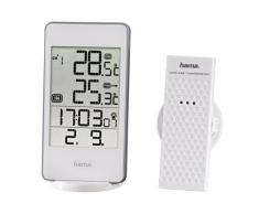 Hama EWS-840 Funk Wetterstation (Funkuhr, Wecker, Thermometer und Frostalarm, inkl. Außensensor mit 30m Reichweite) weiß