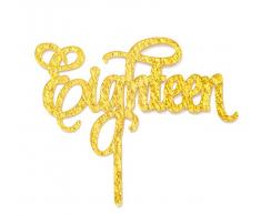 qttier 18 Birthday Cake Topper 18. Anniversary Party Dekoration Premium Qualität Acryl goldfarben
