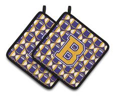 Caroline s Treasures Buchstabe B Fußball Violett & Gold Paar Topflappen cj1064-bpthd, 7.5hx7.5 W, multicolor
