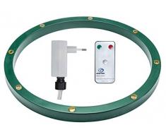 Star-Max Ring für Christbaumständer mit 8 0,5 Watt warmweissen LED, Adapter für den Innenbereich mit Timerfunktion 6/18 Std und Fernbedienung, grün