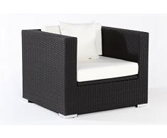 Outflexx Sessel, inklusive Polster und Kissen, Kissenbox funktion, Polyrattan, Schwarz, 145 x 85 x 70 cm