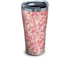 Tervis 1321434 Thermobecher mit Deckel, geometrische Formen, Edelstahl, 570 ml, Pink Clear and Black Lid 20 oz - Stainless Steel silber