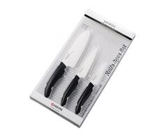 Kyocera FK-3PC BK GEN 3er Set Keramikmesser Messer Geschenkset, Kunststoff Keramik, Schwarz/Weiß