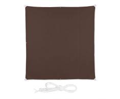 Relaxdays, braun Sonnensegel quadratisch, wasserabweisend, UV-Schutz, mit Spannseilen, Terrasse, Balkonsegel BxT 2 x 2 m