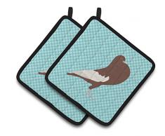 Carolines Treasures BB8098PTHD Common Strauß blau kariert dekorierter Topflappen, 19,1 x 19,1 cm, mehrfarbig Doves & Pigeons - English Pouter Pigeon 7.5HX7.5W blau