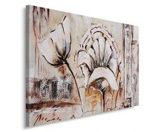 Feeby, Wandbild - 1 Teilig - 60x80 cm, Leinwand Bild Leinwandbilder Bilder Wandbilder Kunstdruck, BLUMEN, VINTAGE, MALEREI, KUNST, BRAUN