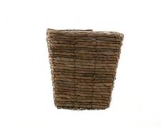 Franz Müller Flechtwaren Übertopf quadr. Palmblatt braun, gedreht mit Folie, 19x19x18 cm