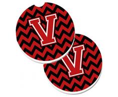 Caroline s Treasures Buchstabe V Chevron schwarz & rot Set von 2 Tasse Halterung Auto Untersetzer cj1047-vcarc, 2,56, multicolor