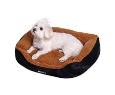 MYANIMALY FLUFFY Haustierbett Hundebett Hundekorb Katzenbett (50 x 40 cm), weich und kuschelig mit herausnehmbarem Kissen, perfekt für kleine Hunde und für Katzen. (Brown)