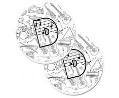 Caroline s Treasures Buchstabe D Musical Note Buchstaben Set von 2 Tasse Halterung Auto Untersetzer cj2007-dcarc, 2,56, multicolor