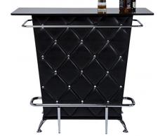 Kare Design Bar Lady Rock Black, extravaganter Bartisch, Bartresen mit aufwendiger Rautensteppung, Bartheke mit viel Stauraum, Flaschenhalterungen und Fuß/Hand Reling, Schwarz-Silber (H/B/T) 104x120x52cm
