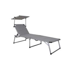 Chicreat XXL Gartenliege aus Aluminium mit Dach, 200 x 70 x 37,5 cm