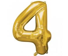 amscan Folienballon 4 Gold, 45 x 66 cm