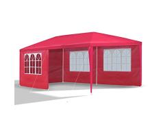 JOM Gartenpavillon 3 x 6 m, rot, Pavillon, Pavillion, Partyzelt, Festzelt, Gartenzelt, mit 6 Seitenwänden 110G PE