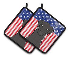 Caroline s Treasures American Flagge & Schwarz Labrador Paar Topflappen bb2165pthd, 7.5hx7.5 W, multicolor