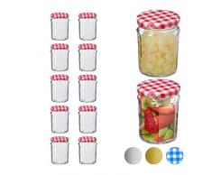 Relaxdays Einmachglas, 12er Set, mit Schraubdeckel, luftdicht, für Marmelade, Früchte & Pesto, 380 ml, Sturzglas, rot
