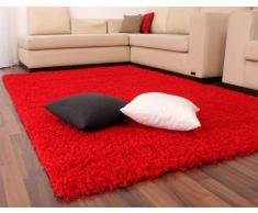 Lalee 347138234 Hochflor Shaggy Teppich / Langflor / Uni / TOP Preis / Rot / Grösse : 140 x 200 cm