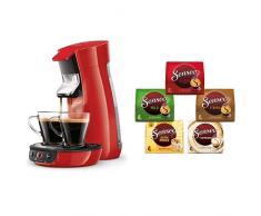 Philips Senseo Viva Cafe HD6563/80 Kaffeepadmaschine (Crema plus, Kaffee-Stärkeeinstellung) rot & Senseo Vielfaltspack