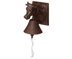 Esschert Design Türglocke mit Klöppel, Türklingel mit Motiv Kuh aus rötlichem Gusseisen, ca. 12 cm x 16 cm x 18 cm