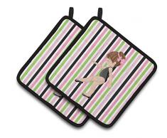 Caroline s Treasures Ballerina Brunette PT. Paar Topflappen, 7.5hx7.5 W, multicolor