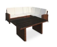 Baidani Designer Sitzgruppe Suntrap, 1 Ecksofa, 1 Tisch mit Glasplatte (Sicherheitsglas), braun