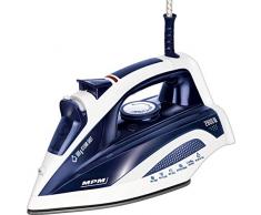 MPM MZE-21/N Dampfbügeleisen, Keramiksohle, Vertikales Bügeln, Dampfstoß, Selbstreinigung, Tropfschutz, Eigenschaften, 400ml-Tank, 2800 W, Blue