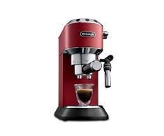 DeLonghi Dedica Style EC 685.R Espresso Siebträgermaschine, Espressomaschine mit Professioneller Milchschaumdüse, nur 15 cm breit, 1 Liter Wassertank, Vollmetallgehäuse, E.S.E Pads geeignet, rot