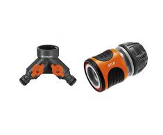 Gardena 2-Wege-Ventil, Wasserverteiler für Wasserhahn mit 26,5 mm (G 3/4 Zoll) Gewinde & Wasserstop 13 mm (1/2) und 15 mm (5/8)