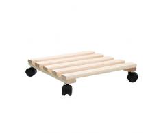 greemotion Pflanzroller in Beige/Holzfarben, robuster Kübelroller aus hochwertigem Buchenholz, rundes Rollbrett fertig montiert, kraftsparender Blumenwagen für einfachen Transport Ø ca. 30 cm