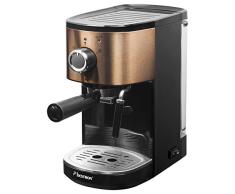 Bestron Espressomaschine für 2 Tassen, Mit schwenkbarer Dampfdüse, 15 bar, 1.250/1.450 W, Edelstahl in Kupfer-Optik